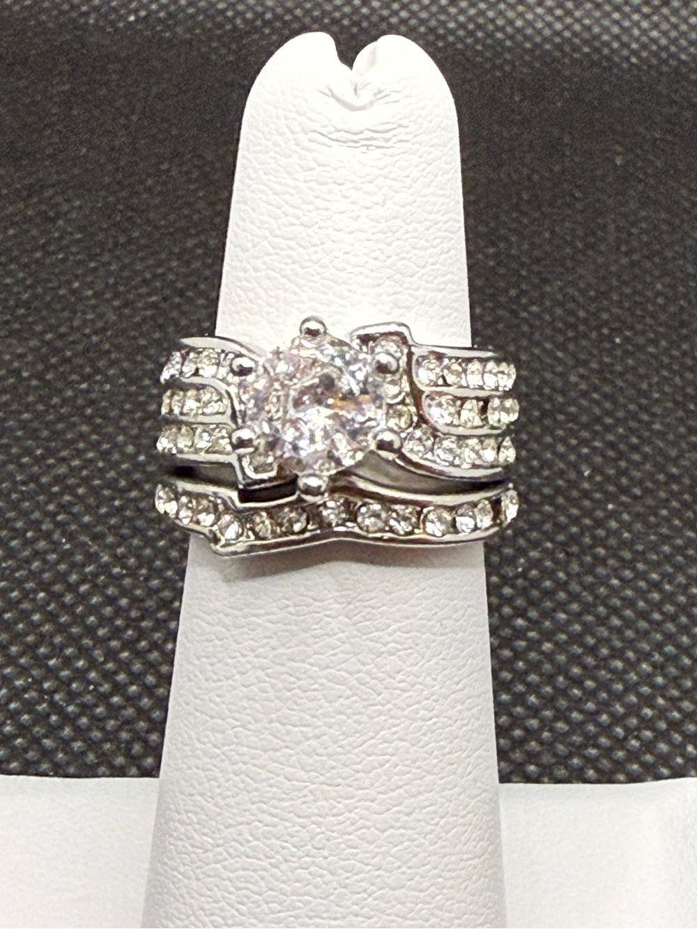 NEW Sterling Silver White Sapphire Wedding Ring Set Size 4.75